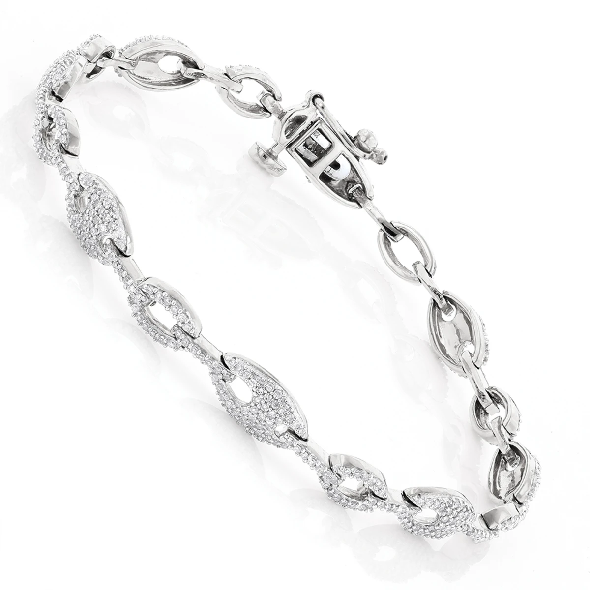 Pave 14K White Gold Ladies Diamond Bracelet 1.1ct 1 Pave 14K White Gold Ladies Diamond Bracelet 1.1ct