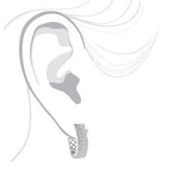 Pave Diamond Hoop Earrings 1.20ct 14K White Gold -Urban Jewels Shop pave diamond hoop earrings 120ct 14k gold p 49172 bodwh