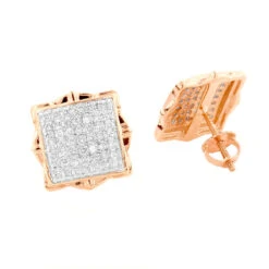 Pave Diamond Stud Earrings 1/2ct 14K Yellow Gold 9 Pave Diamond Stud Earrings 1/2ct 14K Yellow Gold -Urban Jewels Shop pave diamond stud earrings 12ct 14k yellow or white gold rose