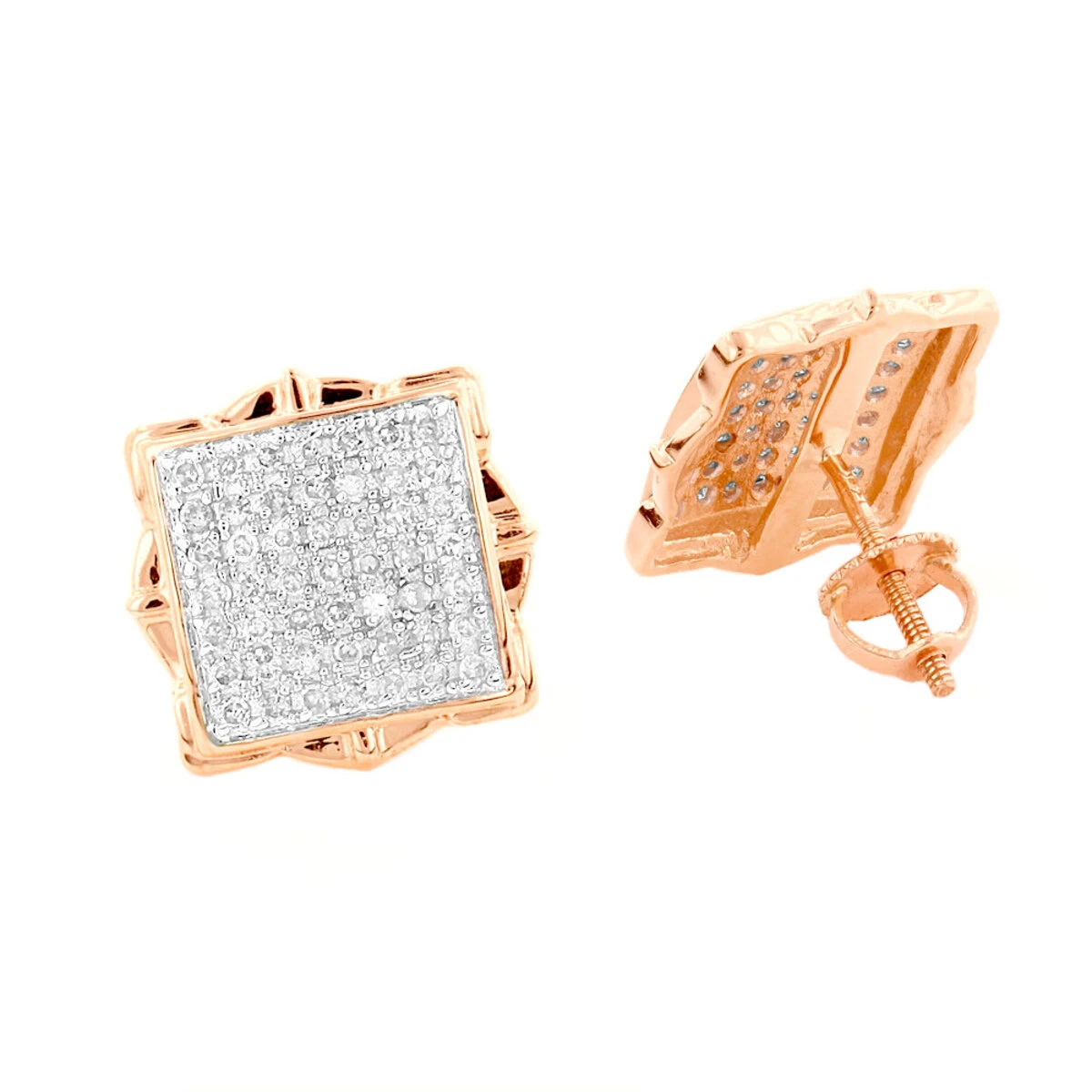 Pave Diamond Stud Earrings 1/2ct 14K Yellow Gold 5 Pave Diamond Stud Earrings 1/2ct 14K Yellow Gold - Image 5