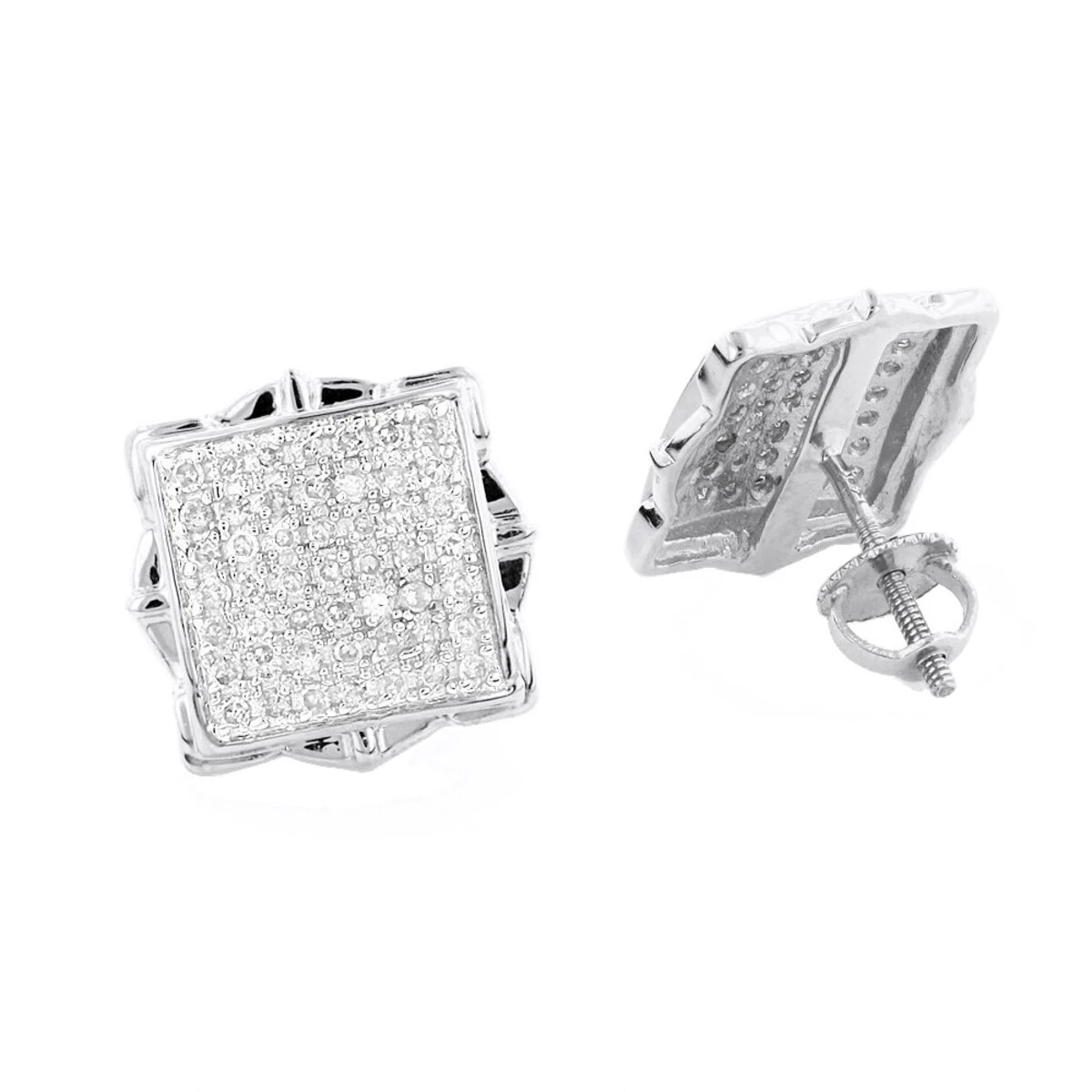 Pave Diamond Stud Earrings 1/2ct 14K Yellow Gold 4 Pave Diamond Stud Earrings 1/2ct 14K Yellow Gold - Image 4