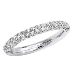 Thin Pave Diamond Wedding Band 0.86ct 14K White Gold