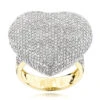 Pave Puffed Diamond Heart Ring 2.5ct 14K Yellow Gold