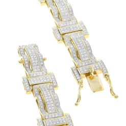 Pave Real Diamond Bracelet For Men 10K Yellow Gold 3.18ct 9 Pave Real Diamond Bracelet For Men 10K Yellow Gold 3.18ct -Urban Jewels Shop pave real diamond bracelet for men 10k gold 318ct backye