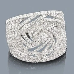 14K White Gold Ladies Diamond Pave Ring 1.35ct