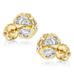 Pave Round Diamond Earrings 0.28ct 10K Yellow Gold -Urban Jewels Shop pave round diamond earrings 028ct 10k gold backye