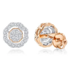 Pave Round Diamond Earrings 0.28ct 10K Yellow Gold -Urban Jewels Shop pave round diamond earrings 028ct 10k gold ro