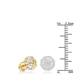 Pave Round Diamond Earrings 0.28ct 10K Yellow Gold -Urban Jewels Shop pave round diamond earrings 028ct 10k gold rulerye