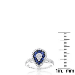 Pear Shape Design Sapphire And Diamond Engagement Ring For Women 1 Carat TW -Urban Jewels Shop pear shape design sapphire and diamond engagement ring for women 1 carat tw rulerwh
