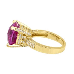 Pink Sapphire 0.55ct Diamond 14K White Gold Cocktail Ring For Women -Urban Jewels Shop pink sapphire diamond rings 14k gold cocktail ring 046ct p 49141 backye