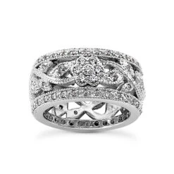 Flower Design Platinum Diamond Eternity Band 0.67ct