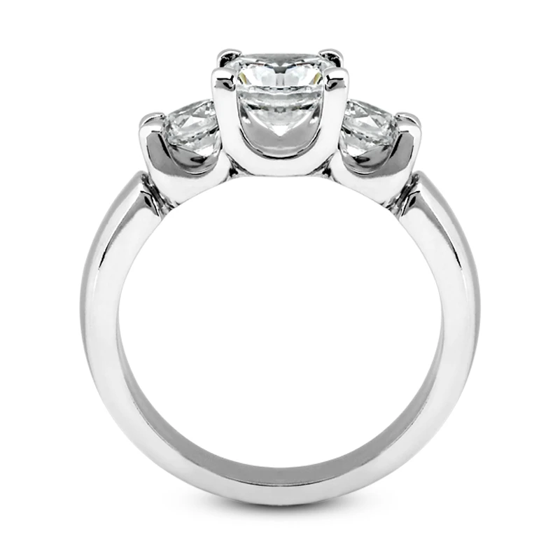 Thin Platinum Diamond Three Stones Engagement Ring 0.60ct 3 Thin Platinum Diamond Three Stones Engagement Ring 0.60ct - Image 3