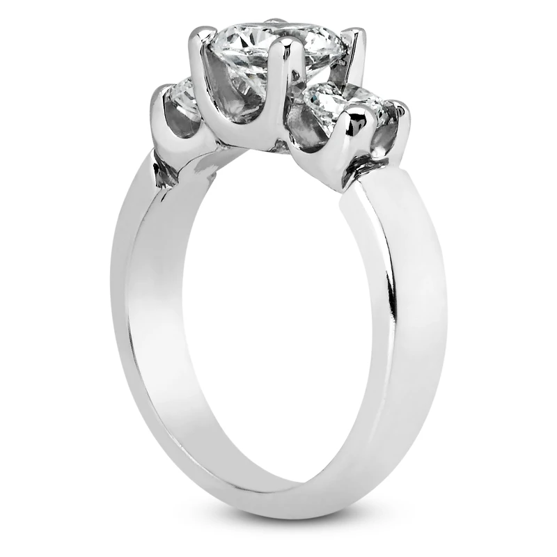 Thin Platinum Diamond Three Stones Engagement Ring 0.60ct 2 Thin Platinum Diamond Three Stones Engagement Ring 0.60ct - Image 2