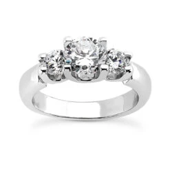 Thin Platinum Diamond Three Stones Engagement Ring 0.60ct