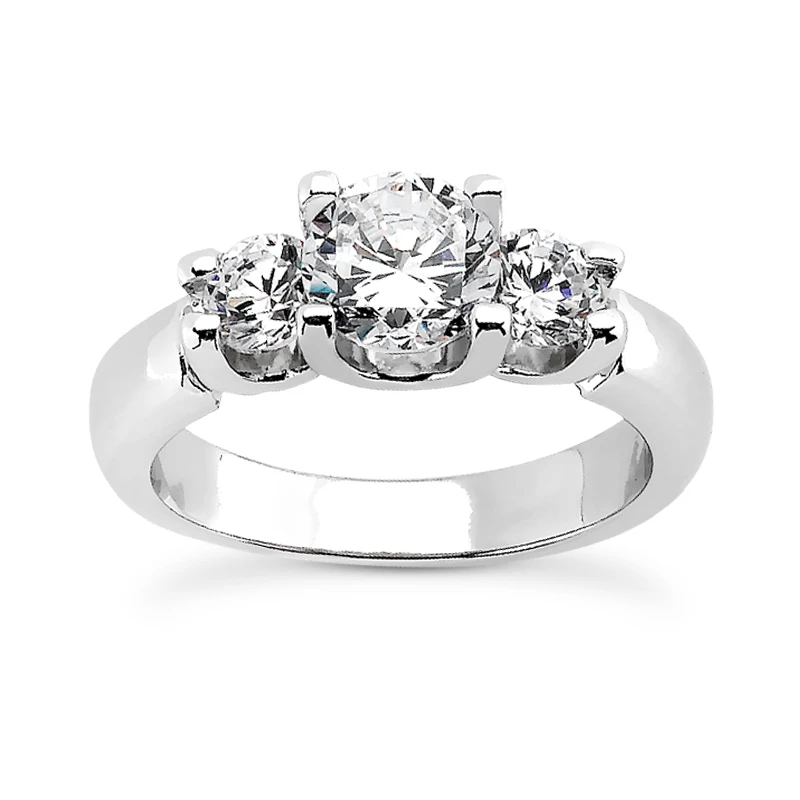Thin Platinum Diamond Three Stones Engagement Ring 0.60ct 1 Thin Platinum Diamond Three Stones Engagement Ring 0.60ct