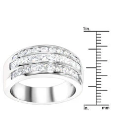 Platinum Ladies Diamond Ring 2 Carat Round & Princess Diamonds Band -Urban Jewels Shop platinum ladies diamond ring 190ct p 32679 rulerwh