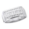 Platinum Men's Round & Baguette Diamonds Ring 1.24ct