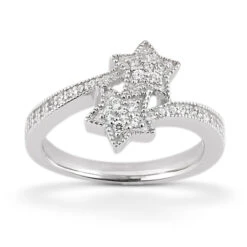 Thin Platinum Round Diamond Ladies Ring 0.52ct