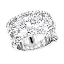 Platinum Round Diamond Ladies Ring 0.82ct 12.8mm