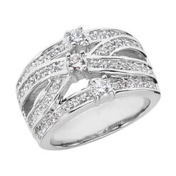 Platinum Round Diamond Ladies Ring 0.88ct