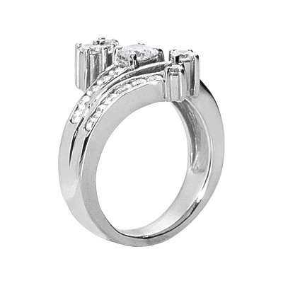 Platinum Round Diamond Right Hand Women's Ring 0.93ct 2 Platinum Round Diamond Right Hand Women's Ring 0.93ct - Image 2