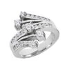 Platinum Round Diamond Right Hand Women's Ring 0.93ct