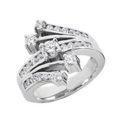 Platinum Round Diamond Right Hand Women's Ring 0.93ct