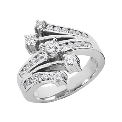 Platinum Round Diamond Right Hand Women's Ring 0.93ct 1 Platinum Round Diamond Right Hand Women's Ring 0.93ct