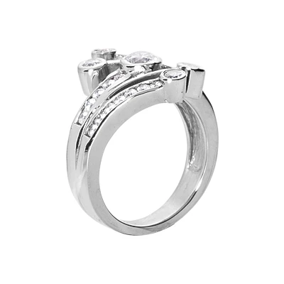 Platinum Round Diamond Right Hand Women's Ring 0.95ct 2 Platinum Round Diamond Right Hand Women's Ring 0.95ct - Image 2