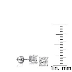 Platinum Solitaire Princess Cut Diamond Stud Earrings 1.5ct -Urban Jewels Shop platinum solitaire princess cut diamond stud earrings 15ct ruler