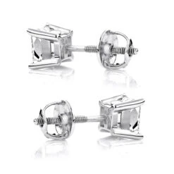 Princess Cut Diamond 18K White Gold Stud Earrings 0.25ct 9 Princess Cut Diamond 18K White Gold Stud Earrings 0.25ct -Urban Jewels Shop princess cut diamond platinum stud earrings 025ct backwh
