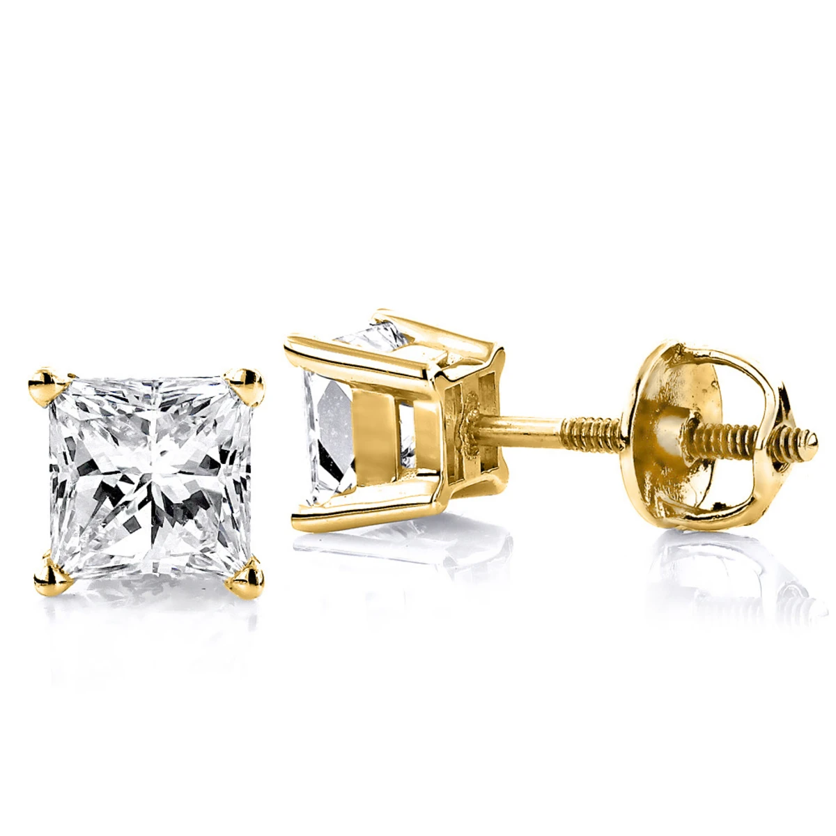 Princess Cut Diamond 18K White Gold Stud Earrings 0.25ct 2 Princess Cut Diamond 18K White Gold Stud Earrings 0.25ct - Image 2