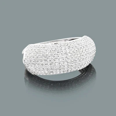 Puffed 14K White Gold Diamond Ring 0.78ct For Women 1 Puffed 14K White Gold Diamond Ring 0.78ct For Women