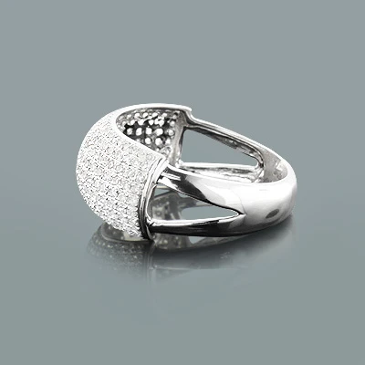 Puffed 14K White Gold Diamond Ring 0.78ct For Women 2 Puffed 14K White Gold Diamond Ring 0.78ct For Women - Image 2