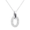 14K White Gold Pave Diamond Oval Pendant Necklace For Women 0.5 Carat