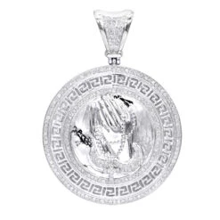 14K Yellow Gold Praying Hands With Rosary Diamond Pendant Medallion 1ct -Urban Jewels Shop real 14k gold praying hands with rosary diamond pendant medallion 1ct wh