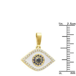 14K Yellow Gold White Black Diamond & Sapphire Evil Eye Pendant Enamel Charm -Urban Jewels Shop real 14k gold white black diamond sapphire evil eye pendant enamel charm 018020 rulerye