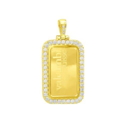 24K Yellow Gold Suisse Bar Diamond Dog Tag Pendant For Men Customizable 2.2ct