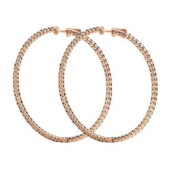 Real 3 Carat Black Diamond 2 Inch Hoop Earrings Inside Out Design 14K White Gold -Urban Jewels Shop real 3 carat black diamond 2 inch hoop earrings inside out design 14k gold 018012 backro