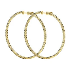 Real 3 Carat Black Diamond 2 Inch Hoop Earrings Inside Out Design 14K White Gold -Urban Jewels Shop real 3 carat black diamond 2 inch hoop earrings inside out design 14k gold 018012 backye