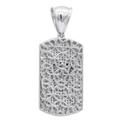 Real Diamond Dog Tag Pendant With Crown 10K White Gold White & Black Diamonds 1ct -Urban Jewels Shop real diamond dog tag pendant with crown 10k gold white black diamonds 1ct 000991 back white