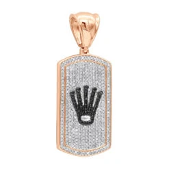 Real Diamond Dog Tag Pendant With Crown 10K White Gold White & Black Diamonds 1ct -Urban Jewels Shop real diamond dog tag pendant with crown 10k gold white black diamonds 1ct 000991 rose