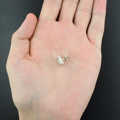 Real Diamond Earring For Men 0.17ct 14K White Gold 2 Real Diamond Earring For Men 0.17ct 14K White Gold - Image 2