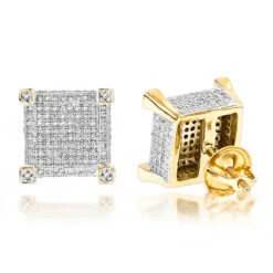 14K Yellow Gold Diamond Stud Earrings 0.85ct