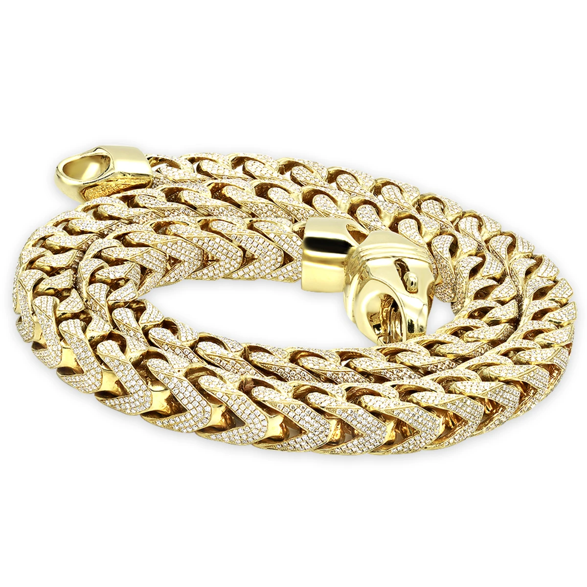 Real Diamond Hip Hop Jewelry Solid 10K Yellow Gold Iced Out Franco Chain For Men 1 Real Diamond Hip Hop Jewelry Solid 10K Yellow Gold Iced Out Franco Chain For Men