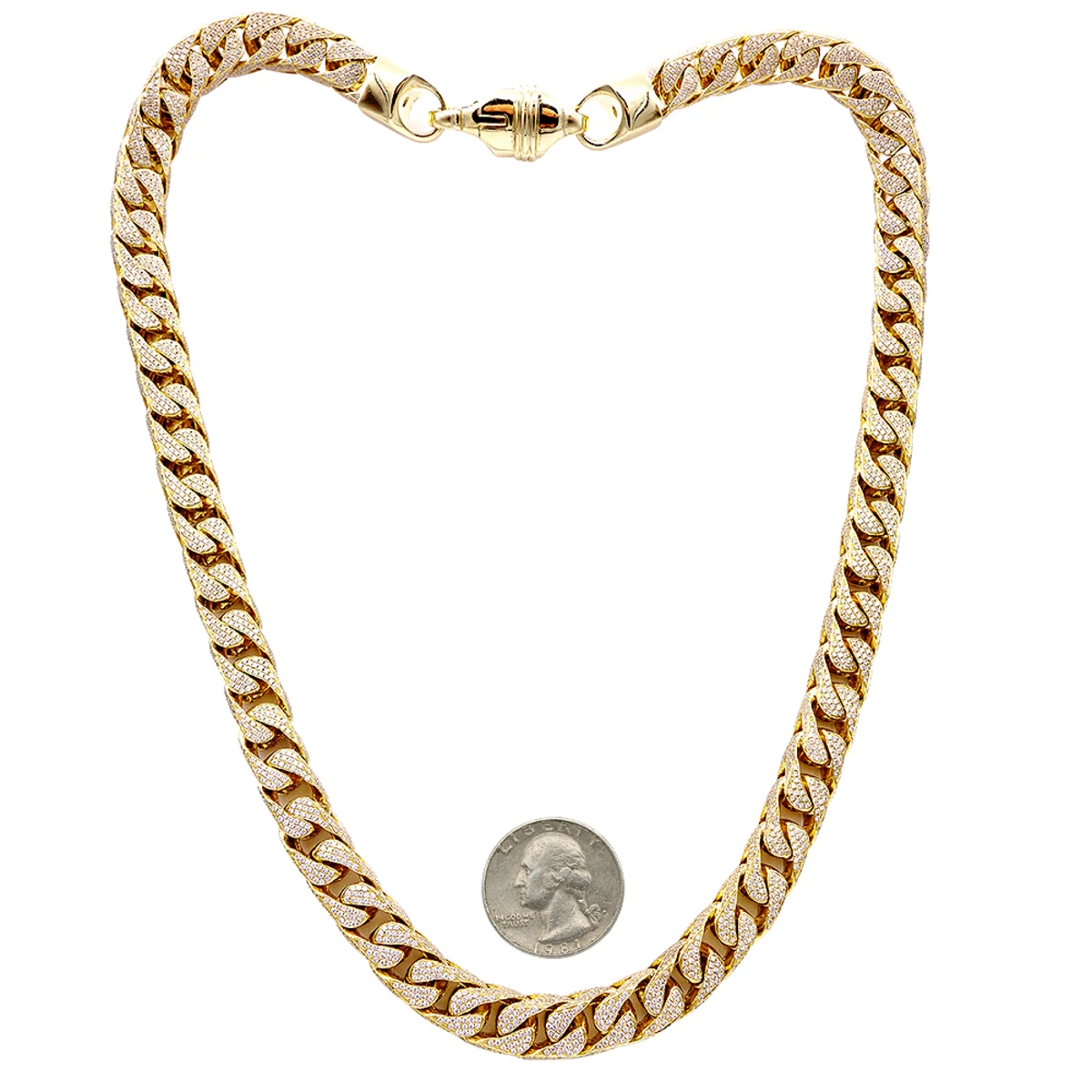 Real Diamond Hip Hop Jewelry Solid 10K Yellow Gold Iced Out Franco Chain For Men 4 Real Diamond Hip Hop Jewelry Solid 10K Yellow Gold Iced Out Franco Chain For Men - Image 4