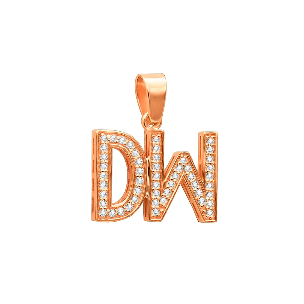 Real Diamond Initial Letters Pendant 14K Yellow Gold 0.6ct 3 Real Diamond Initial Letters Pendant 14K Yellow Gold 0.6ct - Image 3