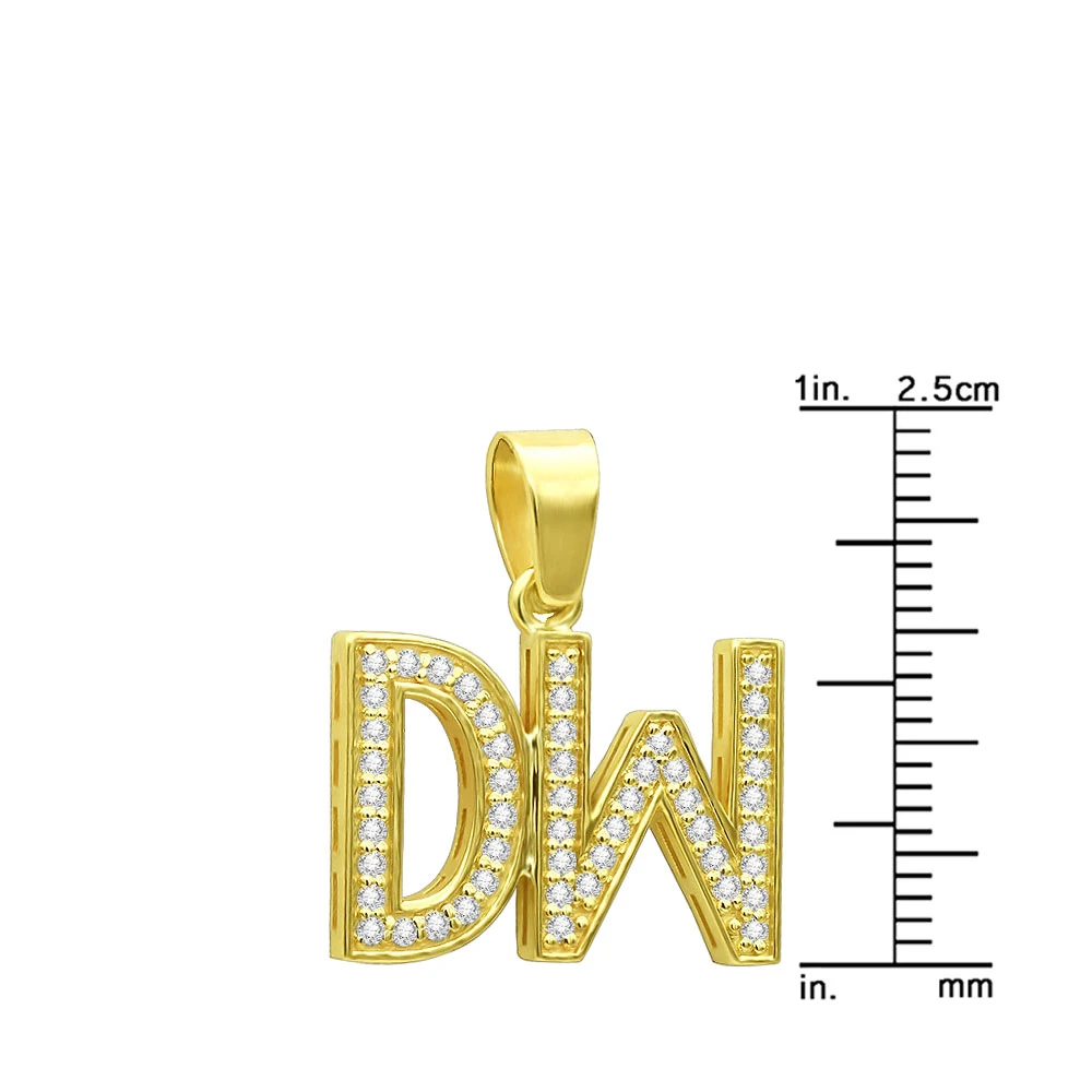 Real Diamond Initial Letters Pendant 14K Yellow Gold 0.6ct 8 Real Diamond Initial Letters Pendant 14K Yellow Gold 0.6ct - Image 8
