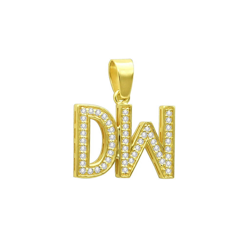 Real Diamond Initial Letters Pendant 14K Yellow Gold 0.6ct 1 Real Diamond Initial Letters Pendant 14K Yellow Gold 0.6ct