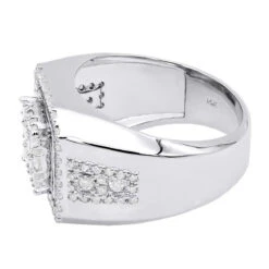 14K White Gold Hip Hop Square Men's Diamond Ring 3ct -Urban Jewels Shop real hip hop jewelry square mens diamond ring 3ct 14k gold backwh